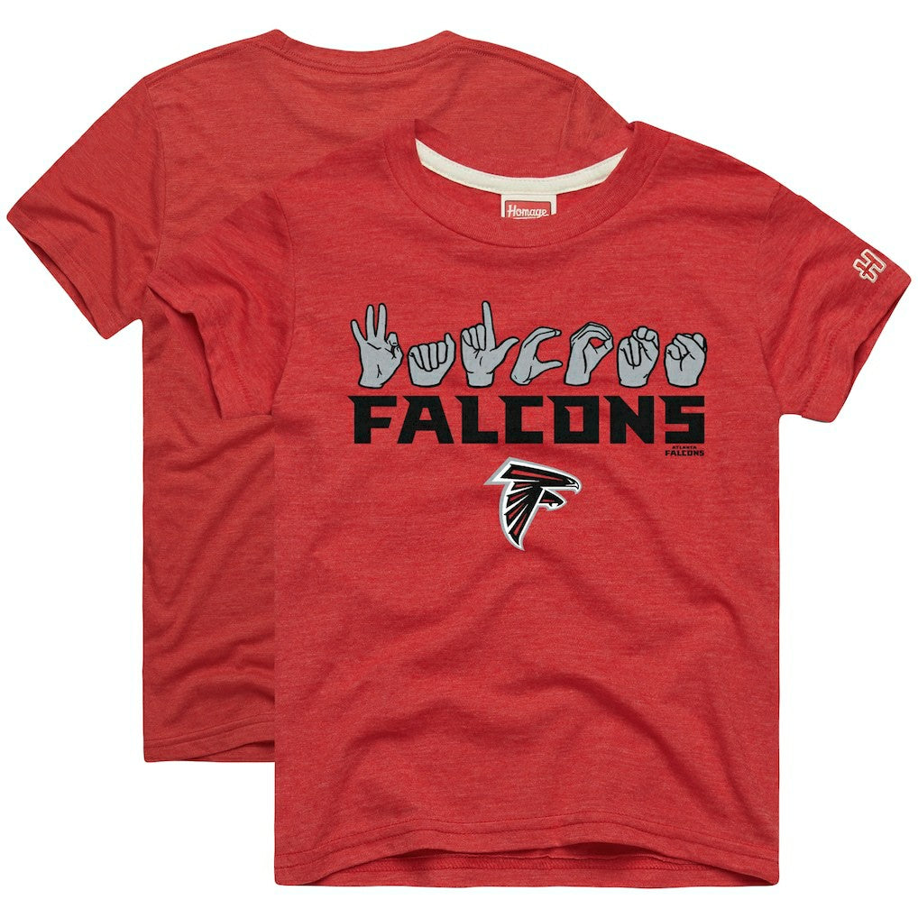 Atlanta Falcons  Homage Youth Love Sign x ASL 2.0 Tri-Blend T-Shirt