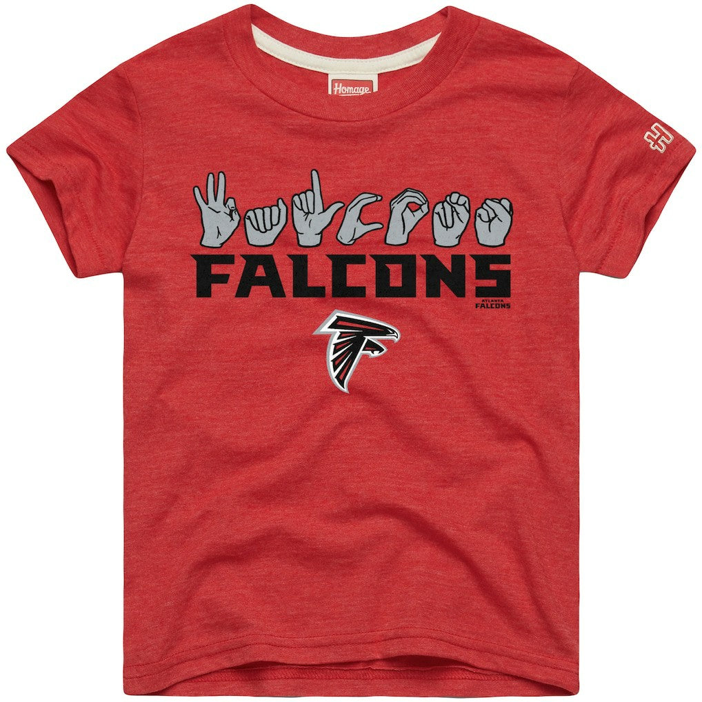 Atlanta Falcons  Homage Youth Love Sign x ASL 2.0 Tri-Blend T-Shirt