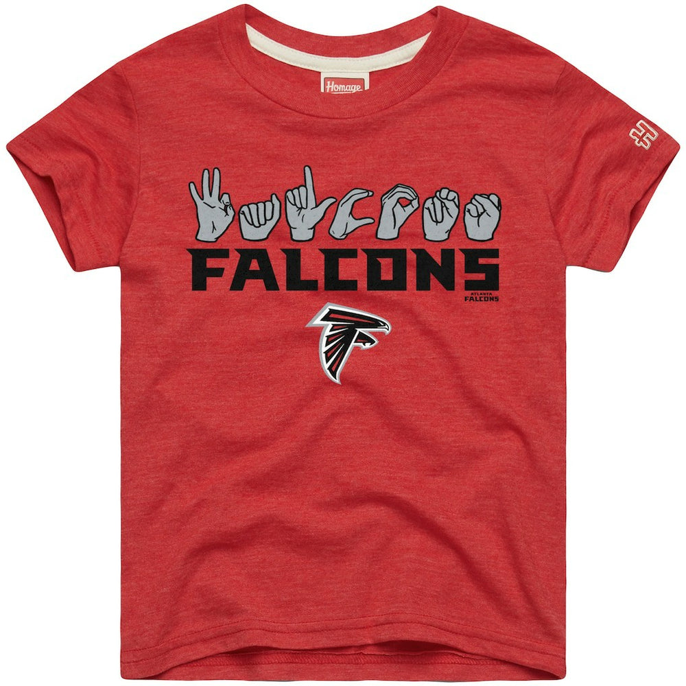 Atlanta Falcons  Homage Youth Love Sign x ASL 2.0 Tri-Blend T-Shirt