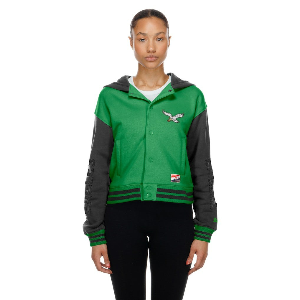 Philadelphia Eagles New Era Women's Throwback Full-Snap Hooded Jacket
