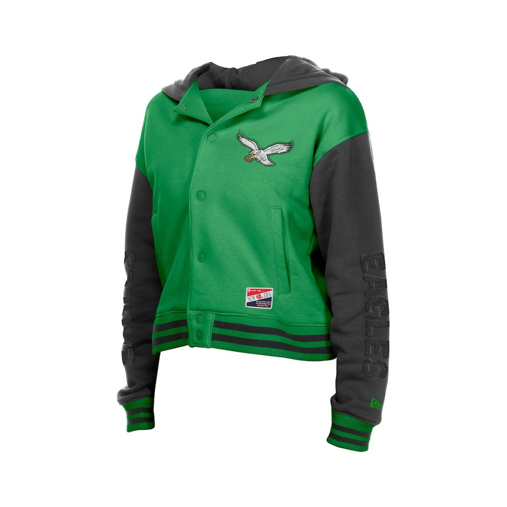 Philadelphia Eagles New Era Women's Throwback Full-Snap Hooded Jacket