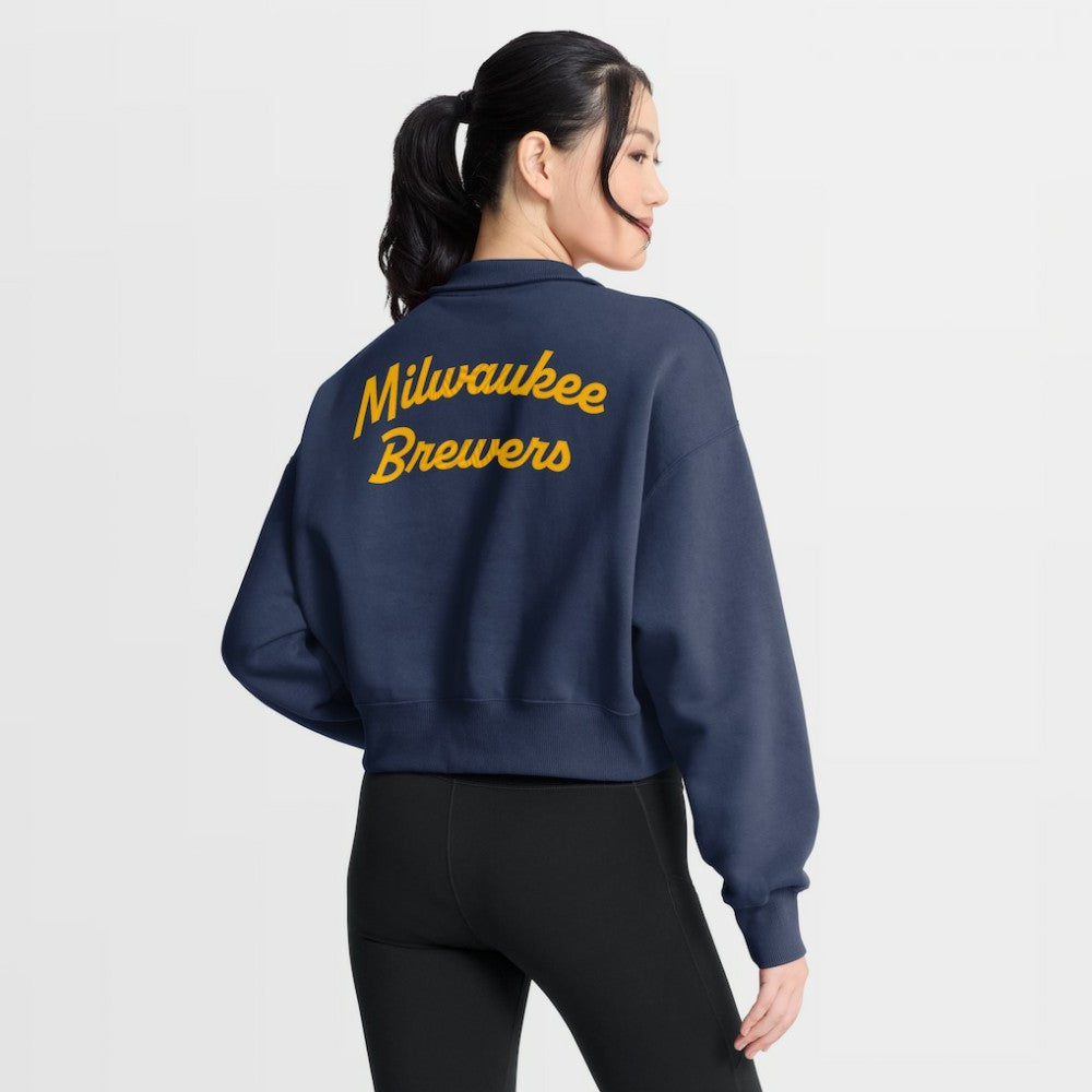 Milwaukee Brewers Nike Women's Primetime Phoenix Fleece Half-Zip Sweatshirt | MLB Discount