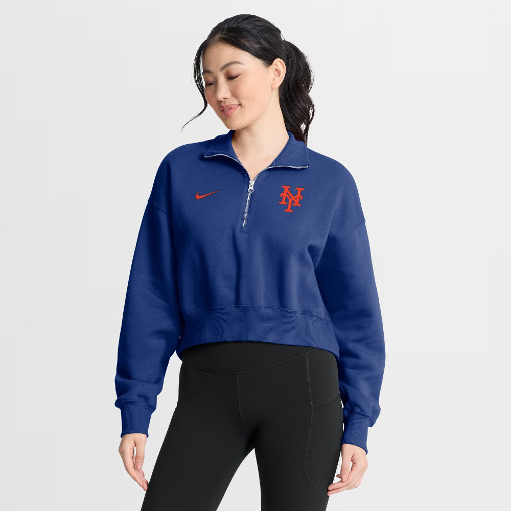New York Mets Nike Women's Primetime Phoenix Fleece Half-Zip Sweatshirt | MLB New