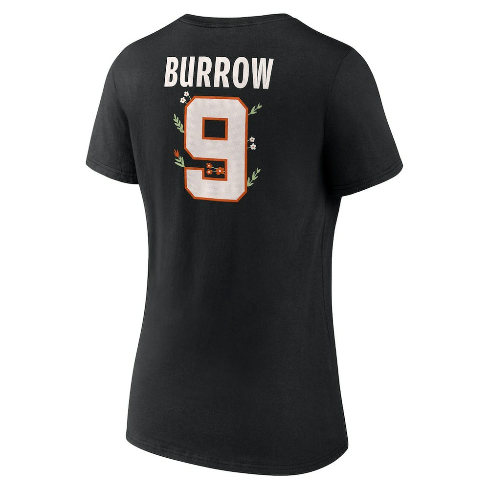 Cincinnati Bengals  Joe Burrow  Women's Floral Name & Number V-Neck T-Shirt