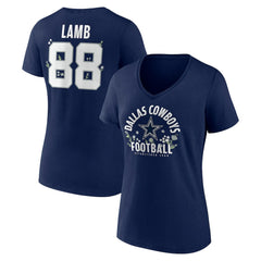 Dallas Cowboys  CeeDee Lamb  Women's Floral Name & Number V-Neck T-Shirt