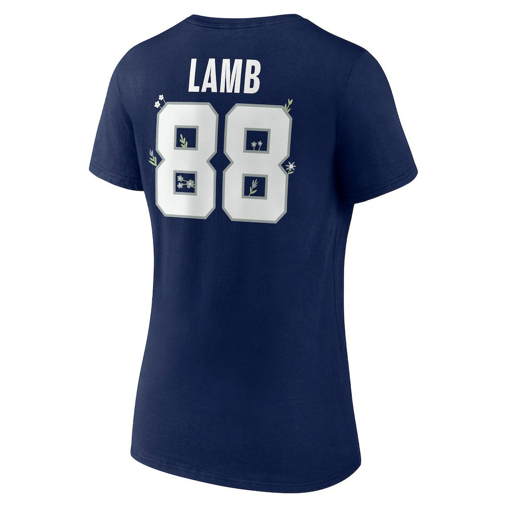 Dallas Cowboys  CeeDee Lamb  Women's Floral Name & Number V-Neck T-Shirt