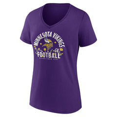 Minnesota Vikings  Justin Jefferson  Women's Floral Name & Number V-Neck T-Shirt