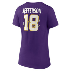 Minnesota Vikings  Justin Jefferson  Women's Floral Name & Number V-Neck T-Shirt