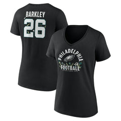 Philadelphia Eagles  Saquon Barkley  Women's Floral Name & Number V-Neck T-Shirt