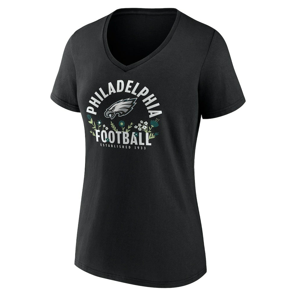 Philadelphia Eagles  Saquon Barkley  Women's Floral Name & Number V-Neck T-Shirt