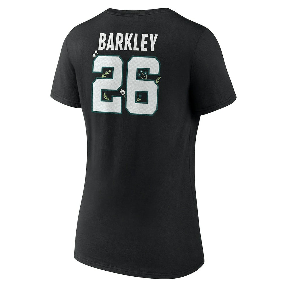 Philadelphia Eagles  Saquon Barkley  Women's Floral Name & Number V-Neck T-Shirt