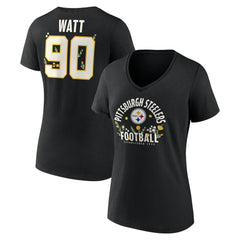 Pittsburgh Steelers  T.J. Watt  Women's Floral Name & Number V-Neck T-Shirt