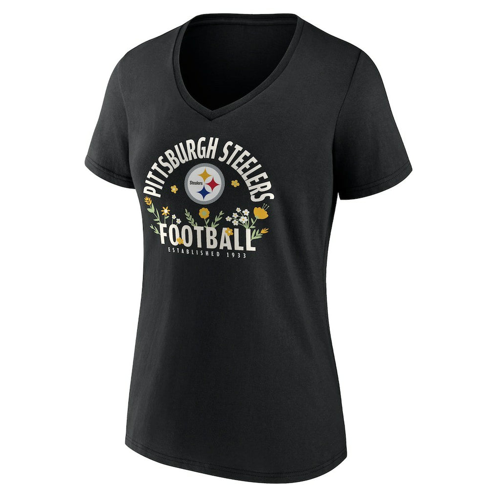 Pittsburgh Steelers  T.J. Watt  Women's Floral Name & Number V-Neck T-Shirt