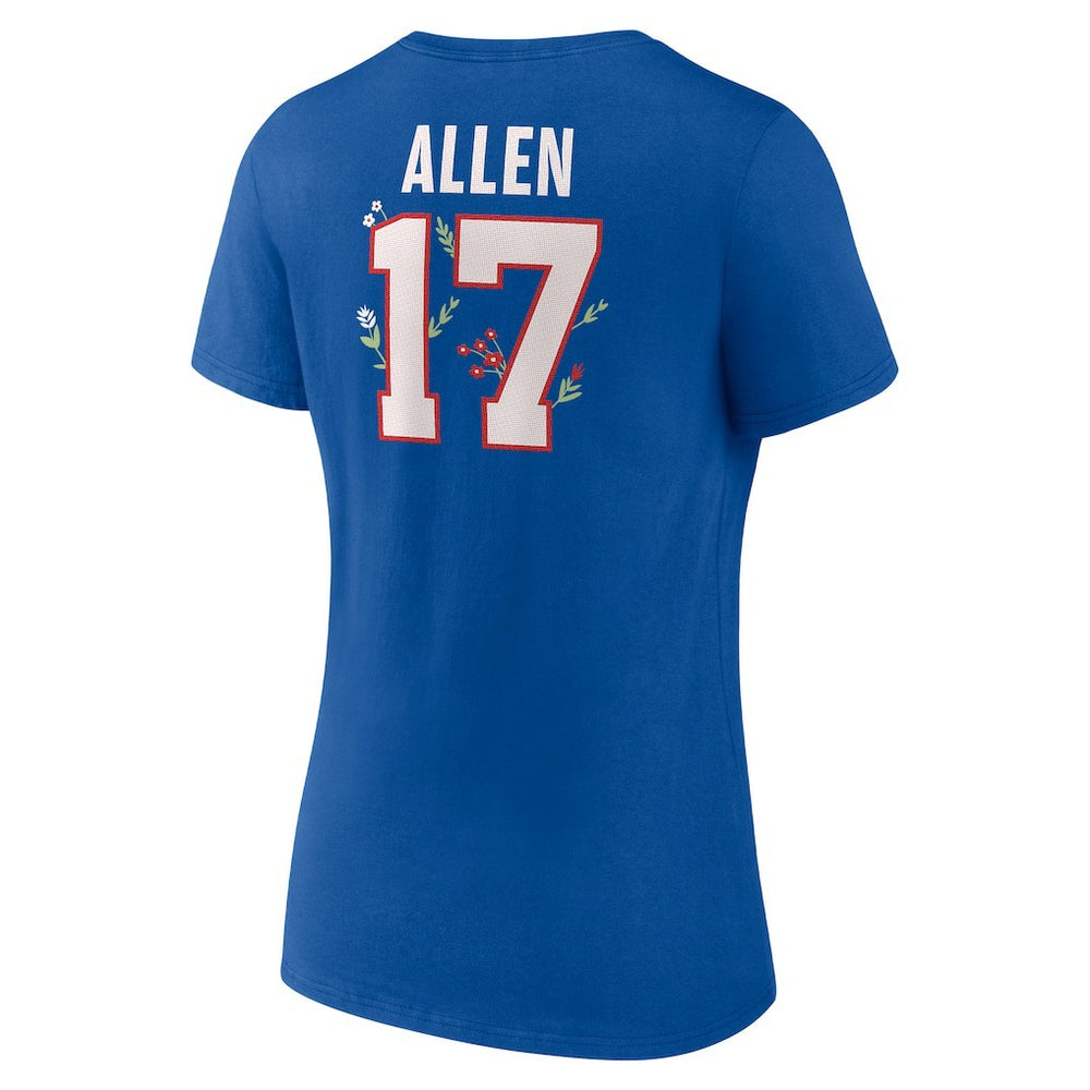 Buffalo Bills  Josh Allen  Women's Floral Name & Number V-Neck T-Shirt