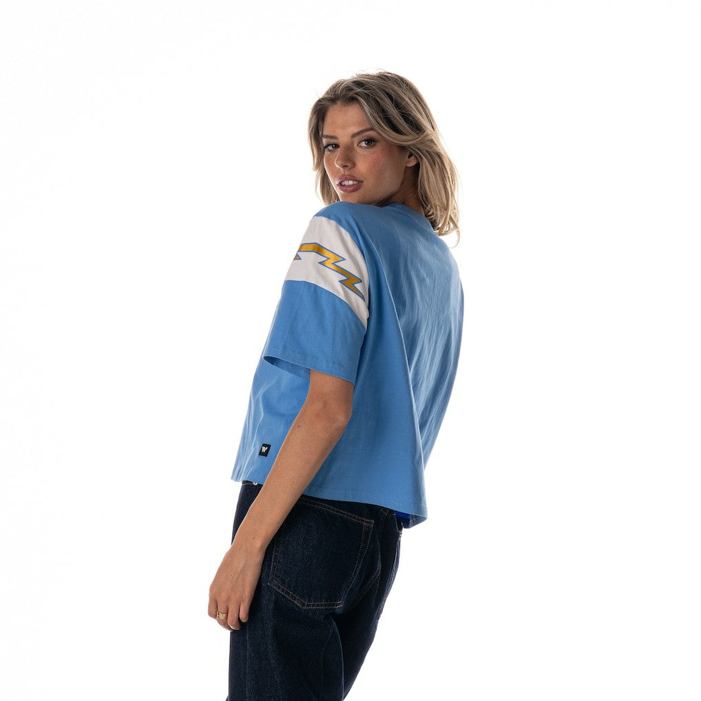 Los Angeles Chargers  The Wild Collective Women's Charger Power Contrast Sleeve Insert T-Shirt