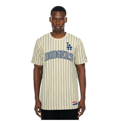 Los Angeles Dodgers New Era Throwback Meshback Pinstripe T-Shirt | MLB New