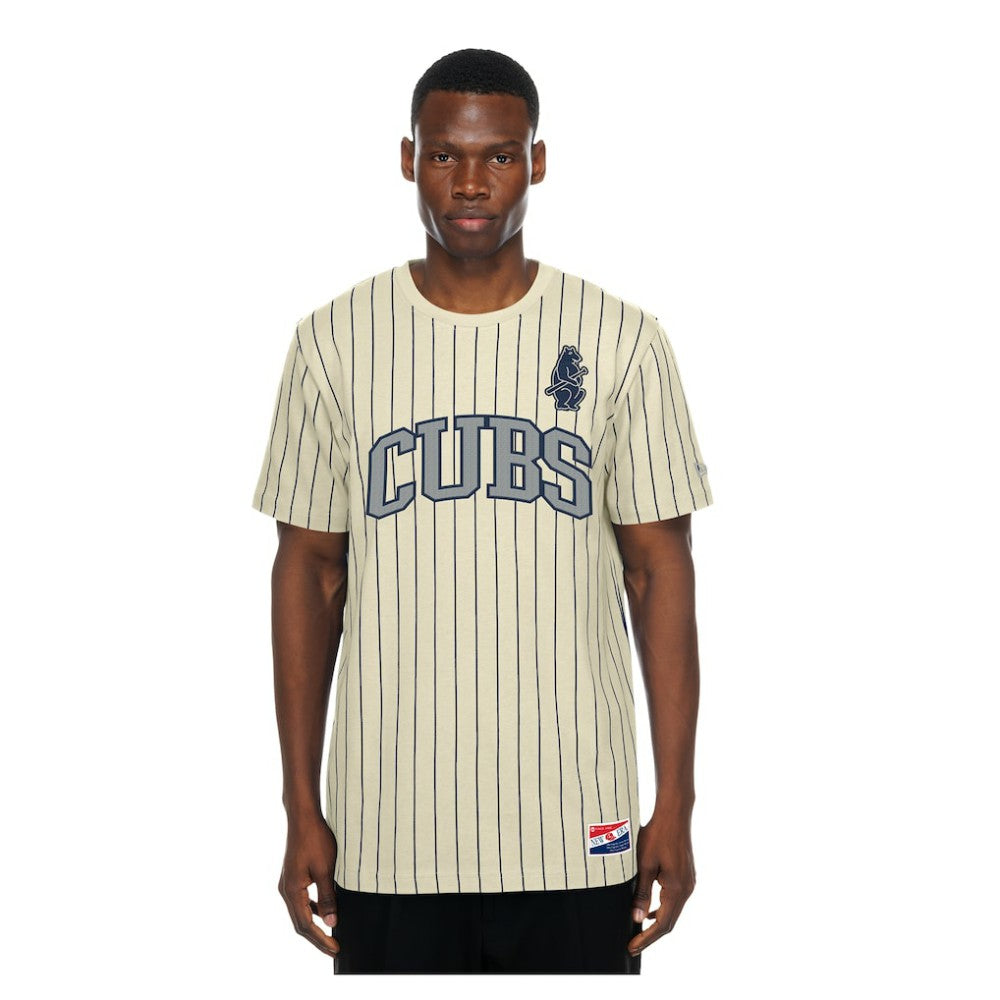 Chicago Cubs New Era Throwback Meshback Pinstripe T-Shirt | MLB Sale