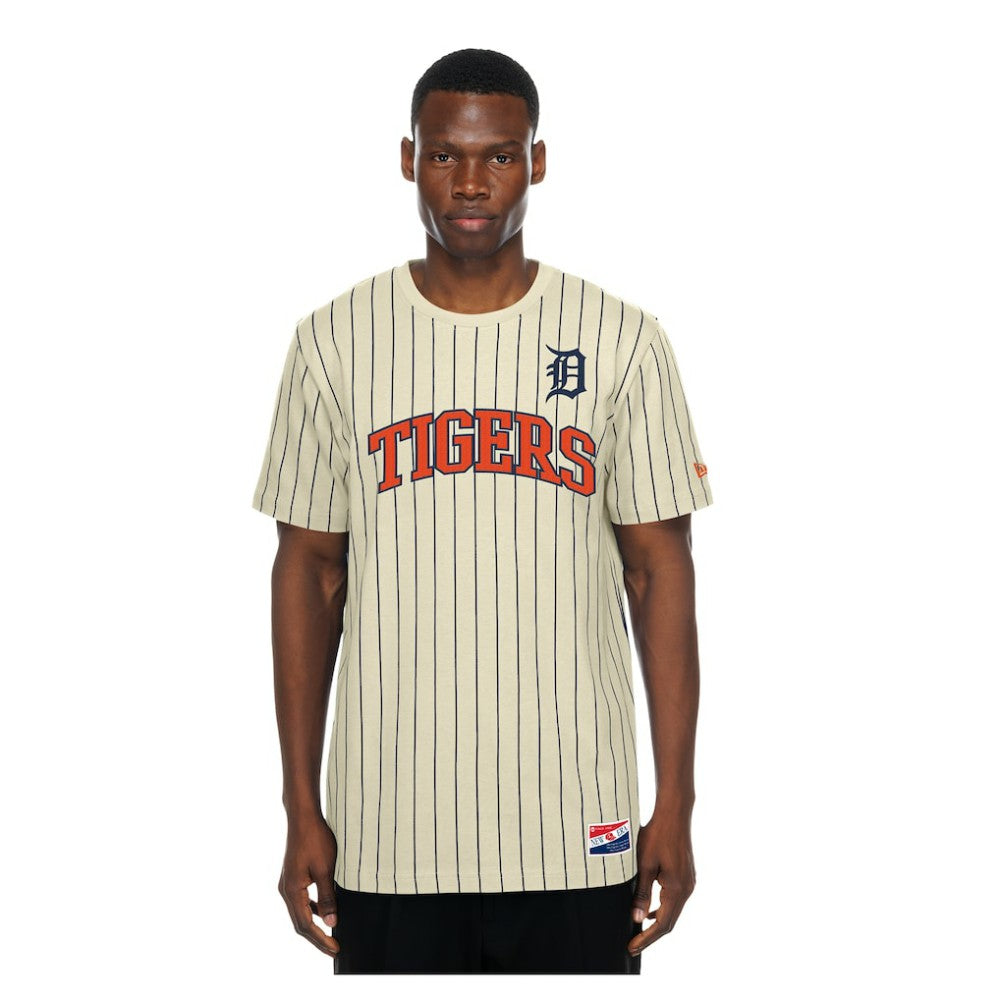 Detroit Tigers New Era Throwback Meshback Pinstripe T-Shirt | MLB On Sale