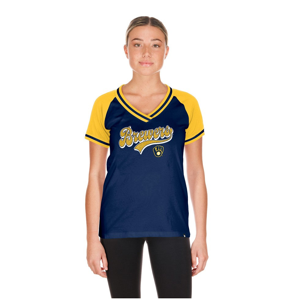 Milwaukee Brewers New Era Women's Gameday V-Neck T-Shirt | MLB Outlet