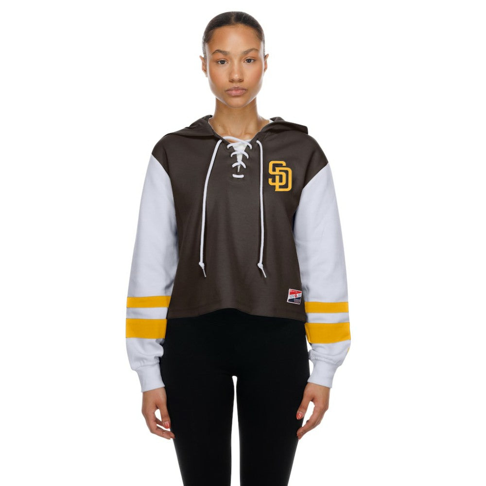 San Diego Padres New Era Women's Boxy Lace-Up Hoodie | MLB Online