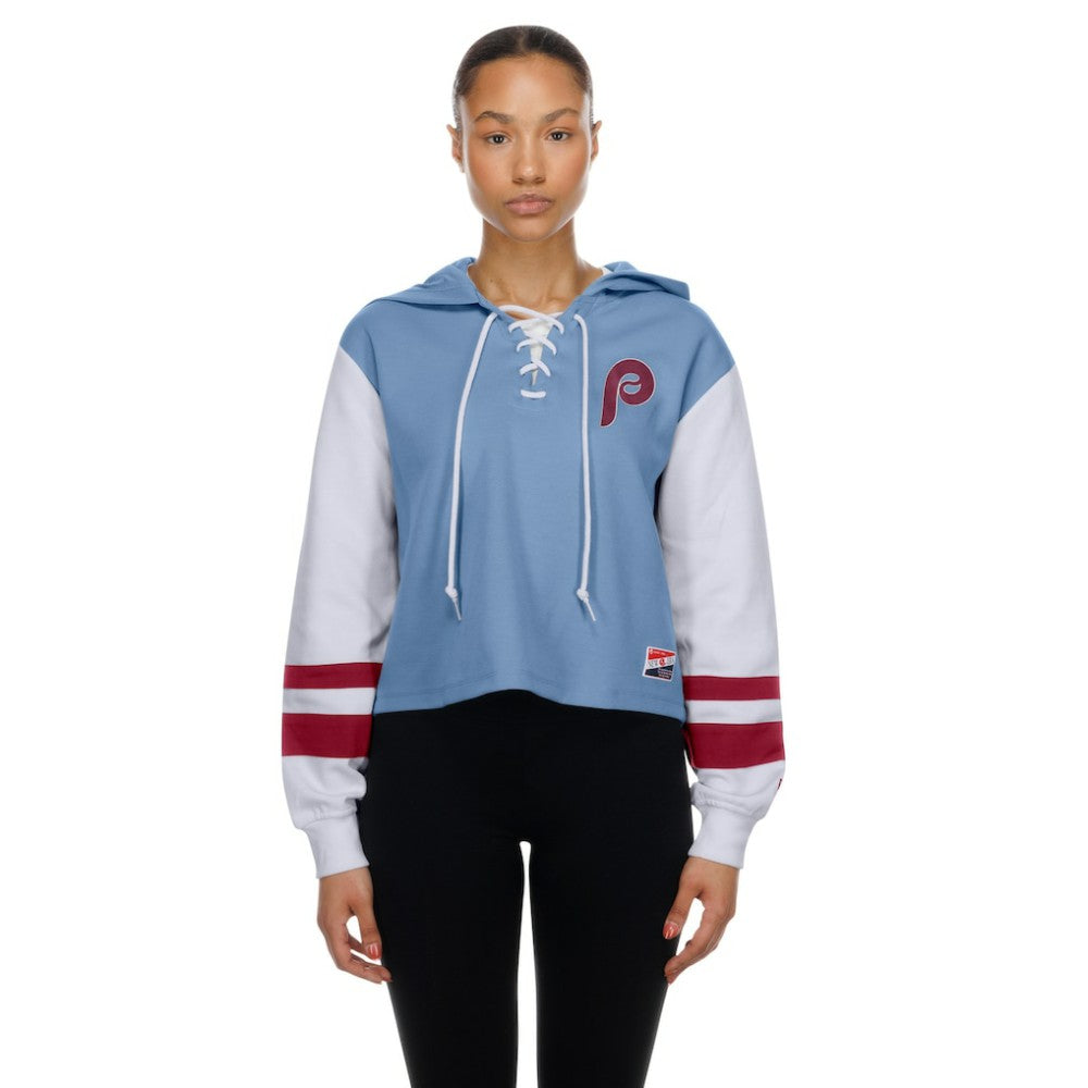 Philadelphia Phillies New Era Women's Boxy Lace-Up Hoodie | MLB Near me
