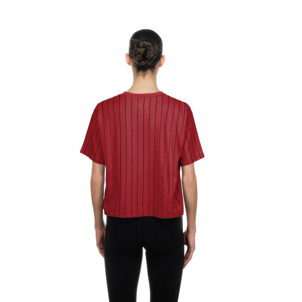 Arizona Diamondbacks New Era Women's Throwback Meshback Pinstripe Boxy T-Shirt | MLB Discount