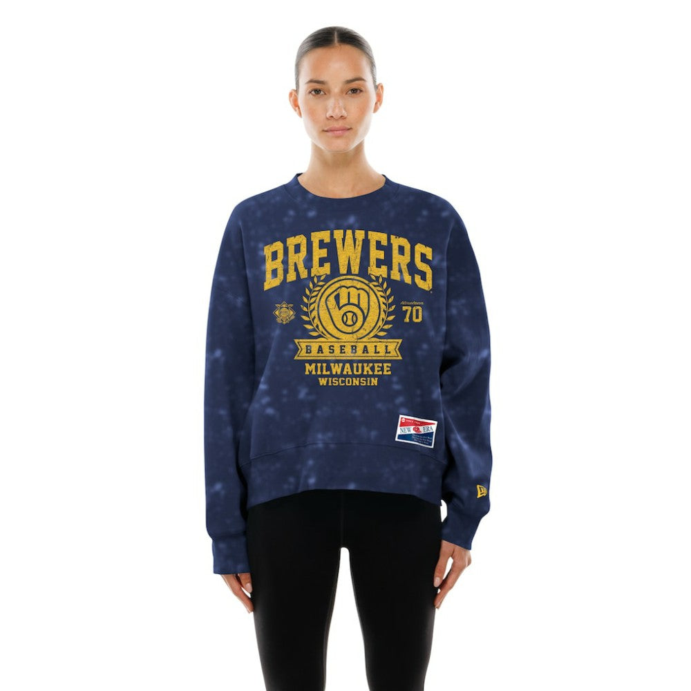 Milwaukee Brewers New Era Women's Throwback Oversized Boxy Sweatshirt | MLB New