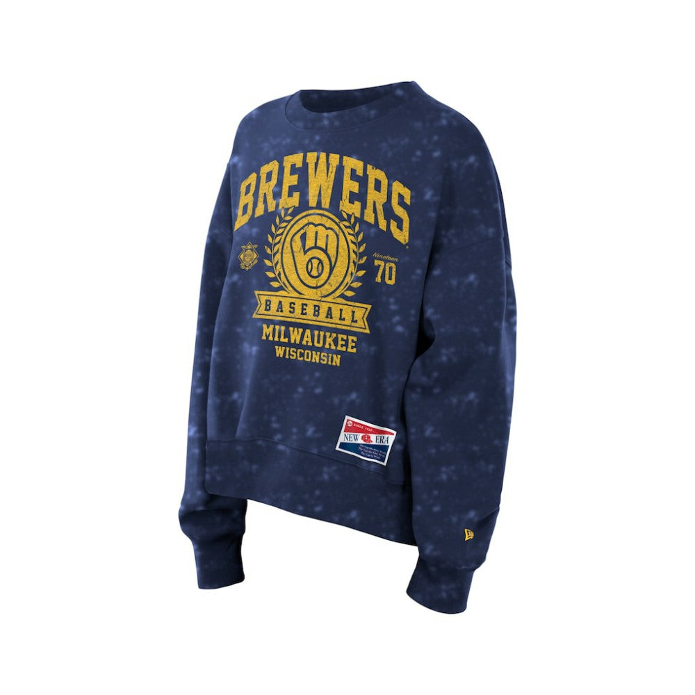 Milwaukee Brewers New Era Women's Throwback Oversized Boxy Sweatshirt | MLB New