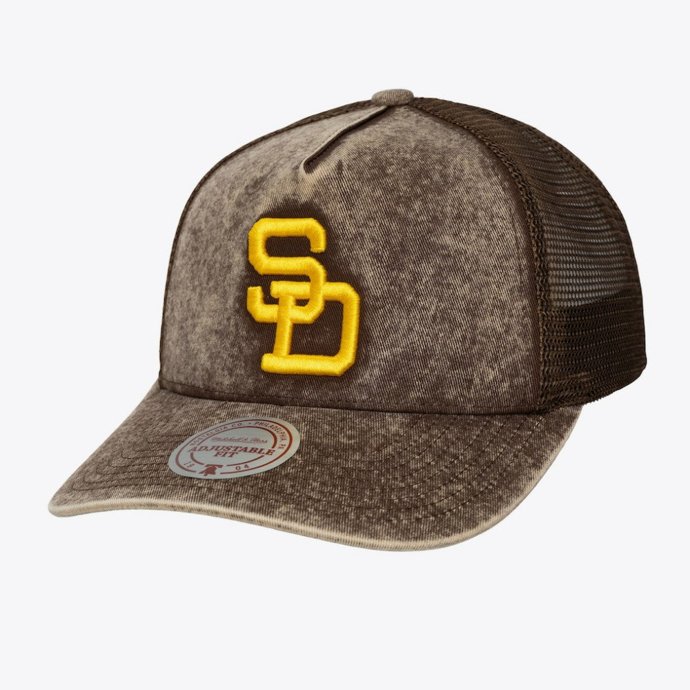 San Diego Padres Mitchell & Ness Unisex Cooperstown Gameday Adjustable Trucker Hat | MLB On Sale