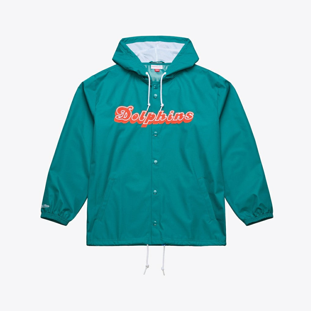 Miami Dolphins Mitchell & Ness Coaches Full-Snap Hooded Windbreaker Jacket
