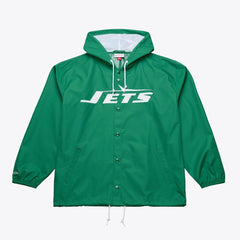 New York Jets Mitchell & Ness Coaches Full-Snap Hooded Windbreaker Jacket