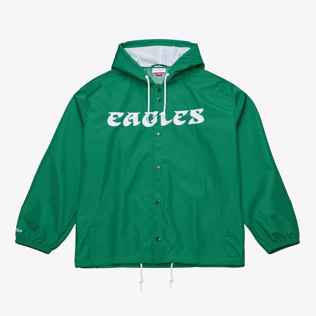 Philadelphia Eagles Mitchell & Ness Coaches Full-Snap Hooded Windbreaker Jacket