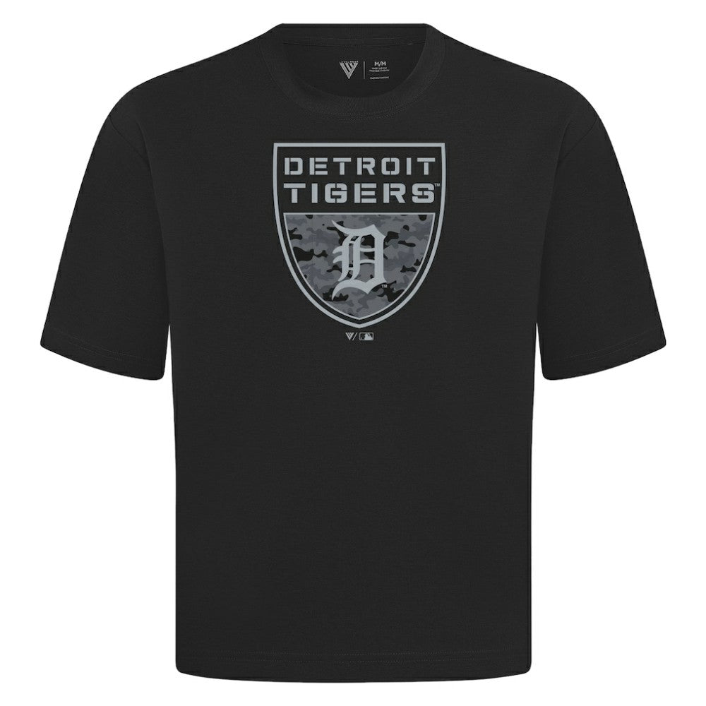 Detroit Tigers Levelwear Oversized Luxe Signature Knit Buckler T-Shirt | MLB For sale