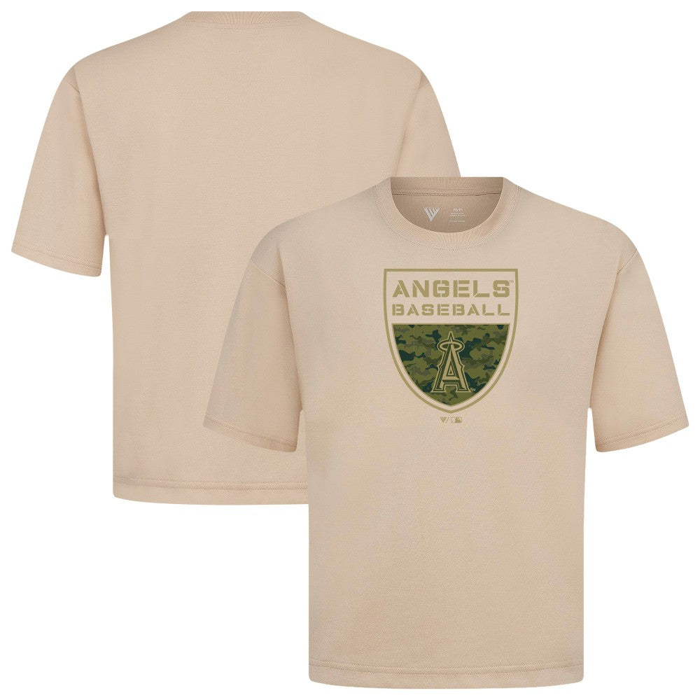 Los Angeles Angels Levelwear Oversized Luxe Signature Knit Buckler T-Shirt | MLB On Sale