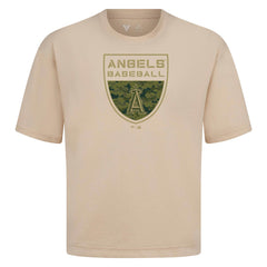 Los Angeles Angels Levelwear Oversized Luxe Signature Knit Buckler T-Shirt | MLB On Sale
