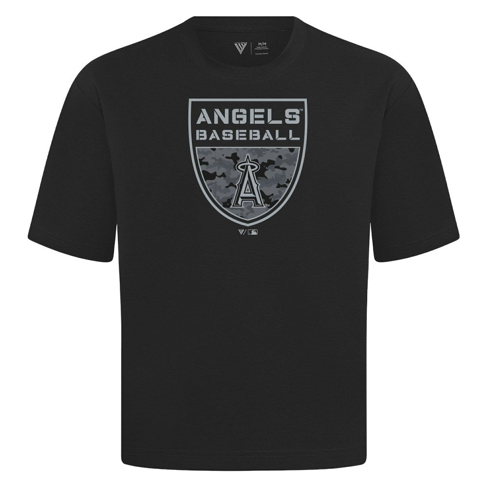 Los Angeles Angels Levelwear Oversized Luxe Signature Knit Buckler T-Shirt | MLB Outlet