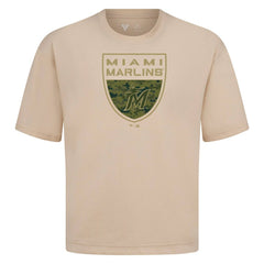 Miami Marlins Levelwear Oversized Luxe Signature Knit Buckler T-Shirt | MLB Sale