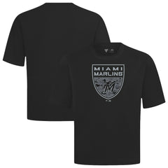 Miami Marlins Levelwear Oversized Luxe Signature Knit Buckler T-Shirt | MLB Shop
