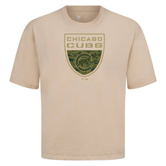 Chicago Cubs Levelwear Oversized Luxe Signature Knit Buckler T-Shirt | MLB Shop