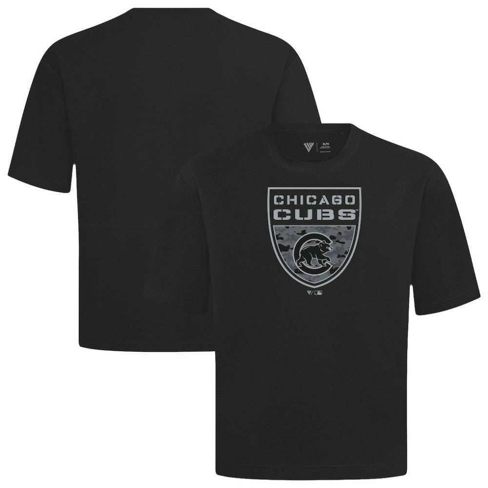 Chicago Cubs Levelwear Oversized Luxe Signature Knit Buckler T-Shirt | MLB Shop