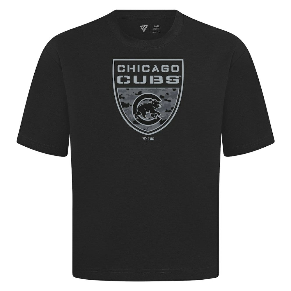 Chicago Cubs Levelwear Oversized Luxe Signature Knit Buckler T-Shirt | MLB Shop