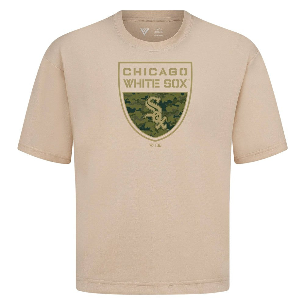 Chicago White Sox Levelwear Oversized Luxe Signature Knit Buckler T-Shirt | MLB US