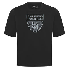 San Diego Padres Levelwear Oversized Luxe Signature Knit Buckler T-Shirt | MLB Shop