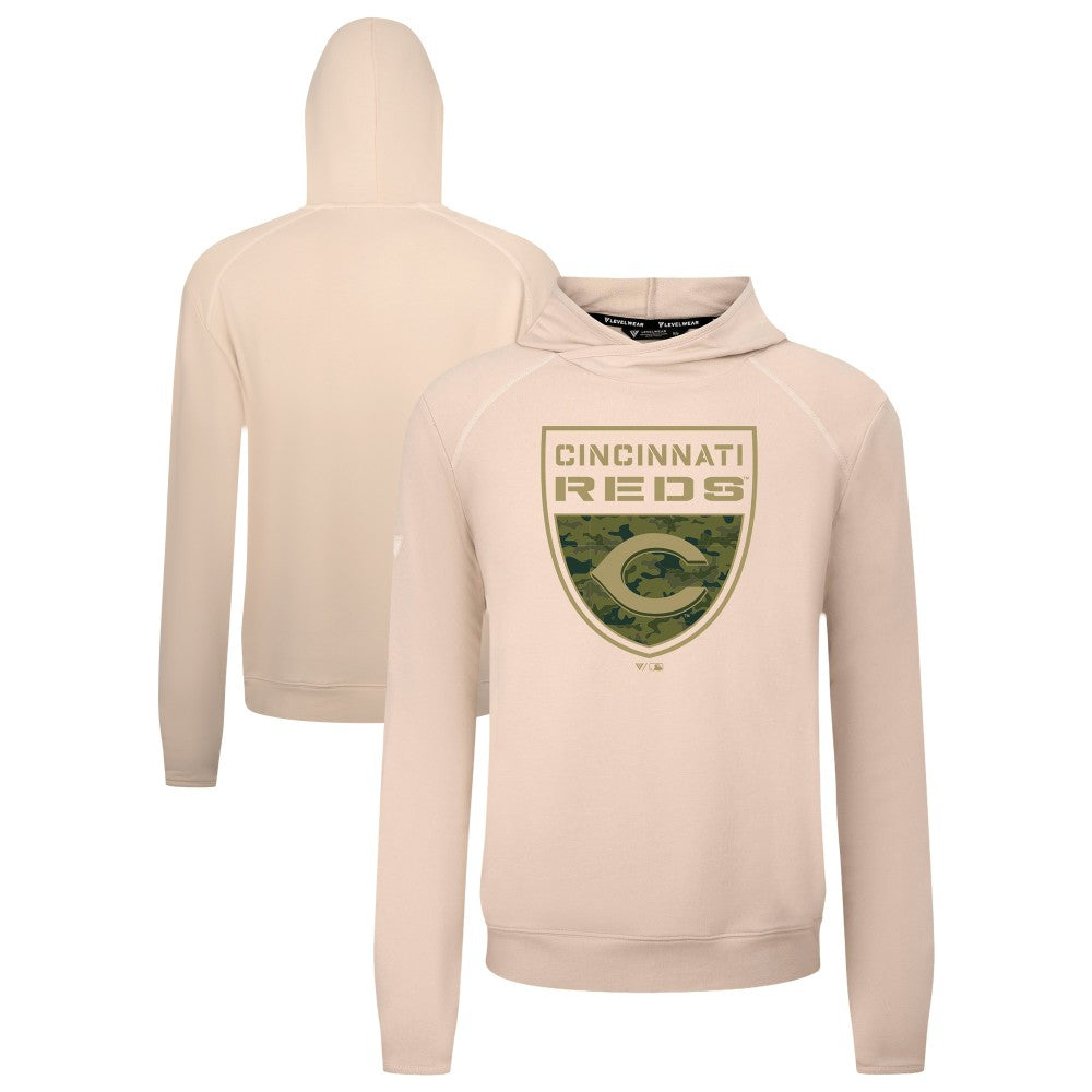 Cincinnati Reds Levelwear Mandate Buckler Tri-Blend Pullover Hoodie | MLB Outlet