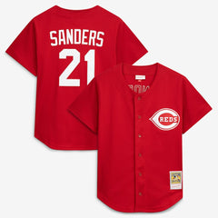 Deion Sanders Cincinnati Reds Mitchell & Ness Cooperstown Mesh Batting Practice Button-Up Jersey | MLB Sale
