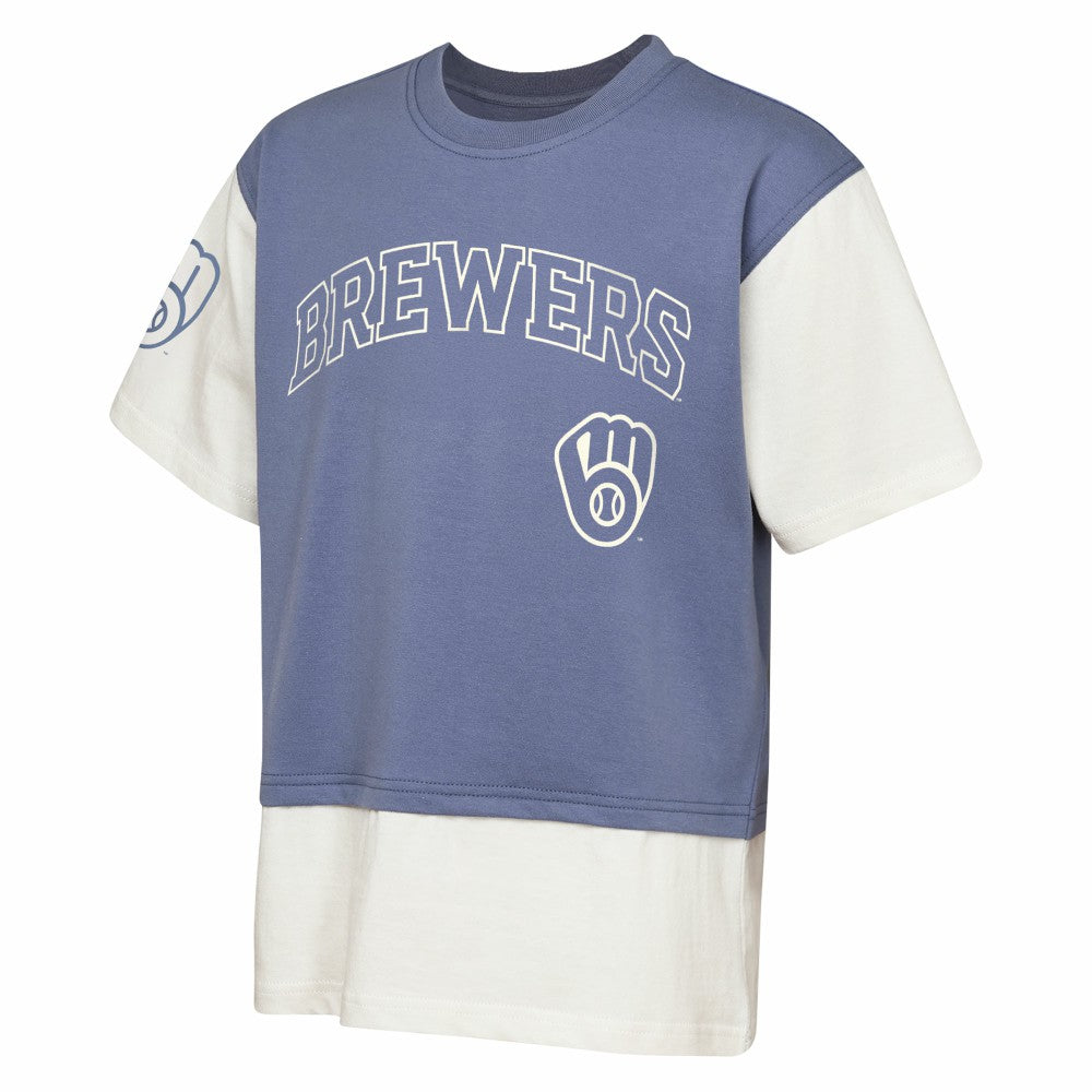 Milwaukee Brewers Outerstuff Youth Ultimate Pastels Premium Double Run T-Shirt | MLB For sale