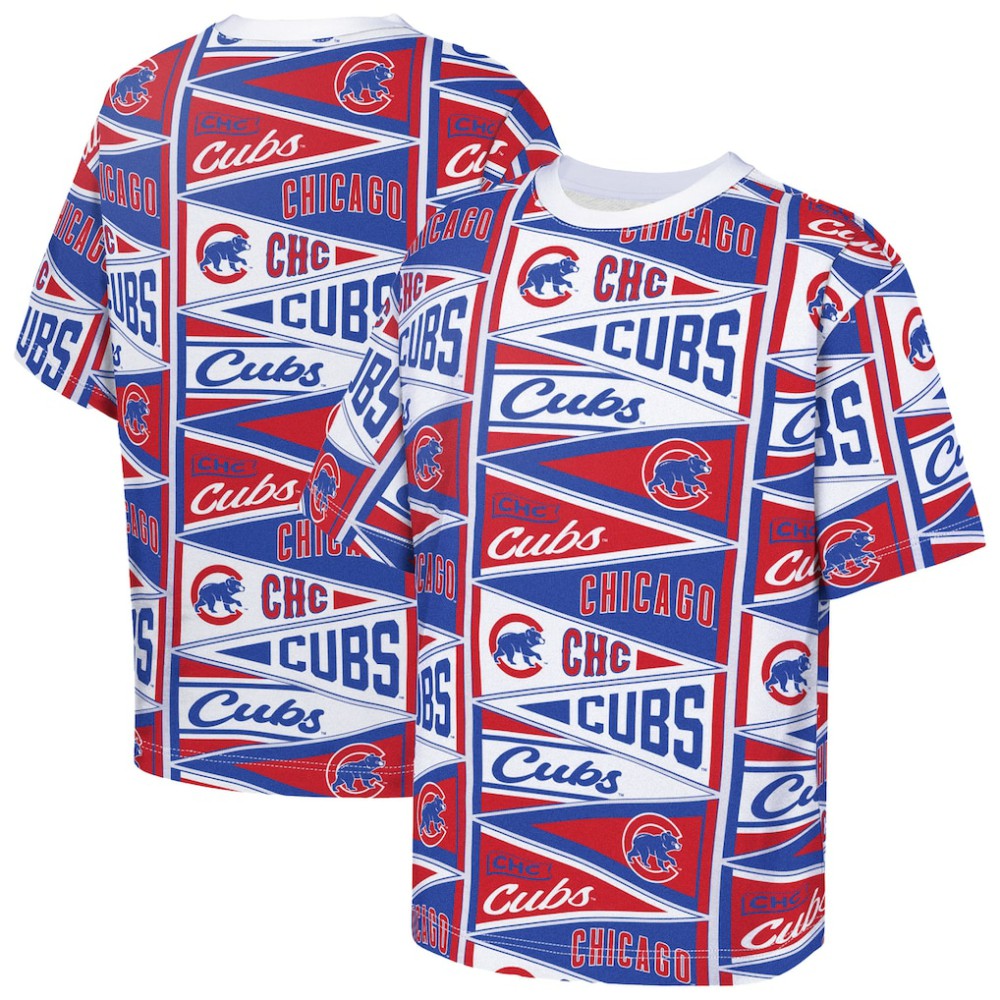 Chicago Cubs Outerstuff Youth All-Over Pennant T-Shirt | MLB Sale