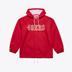 San Francisco 49ers Mitchell & Ness Coaches Full-Snap Hooded Windbreaker Jacket