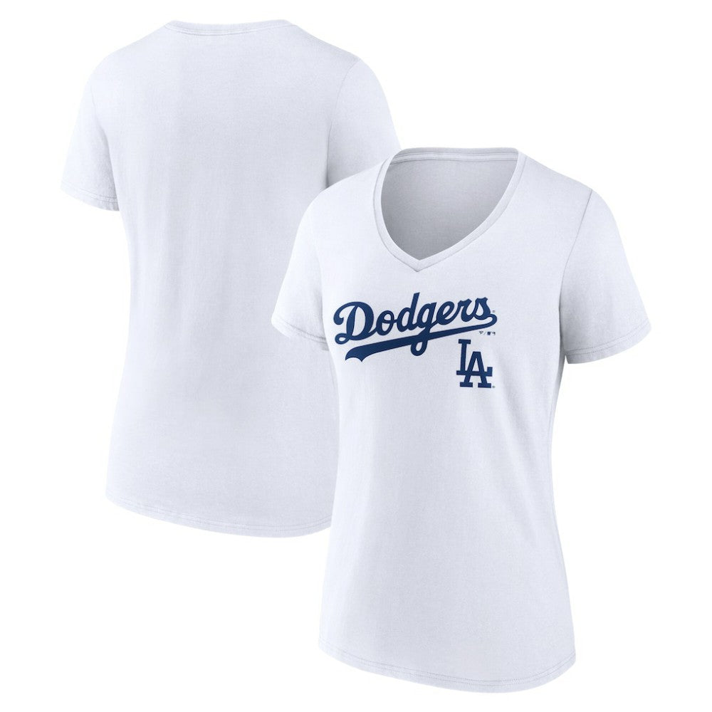 Los Angeles Dodgers Women's Team Lockup V-Neck T-Shirt | MLB US