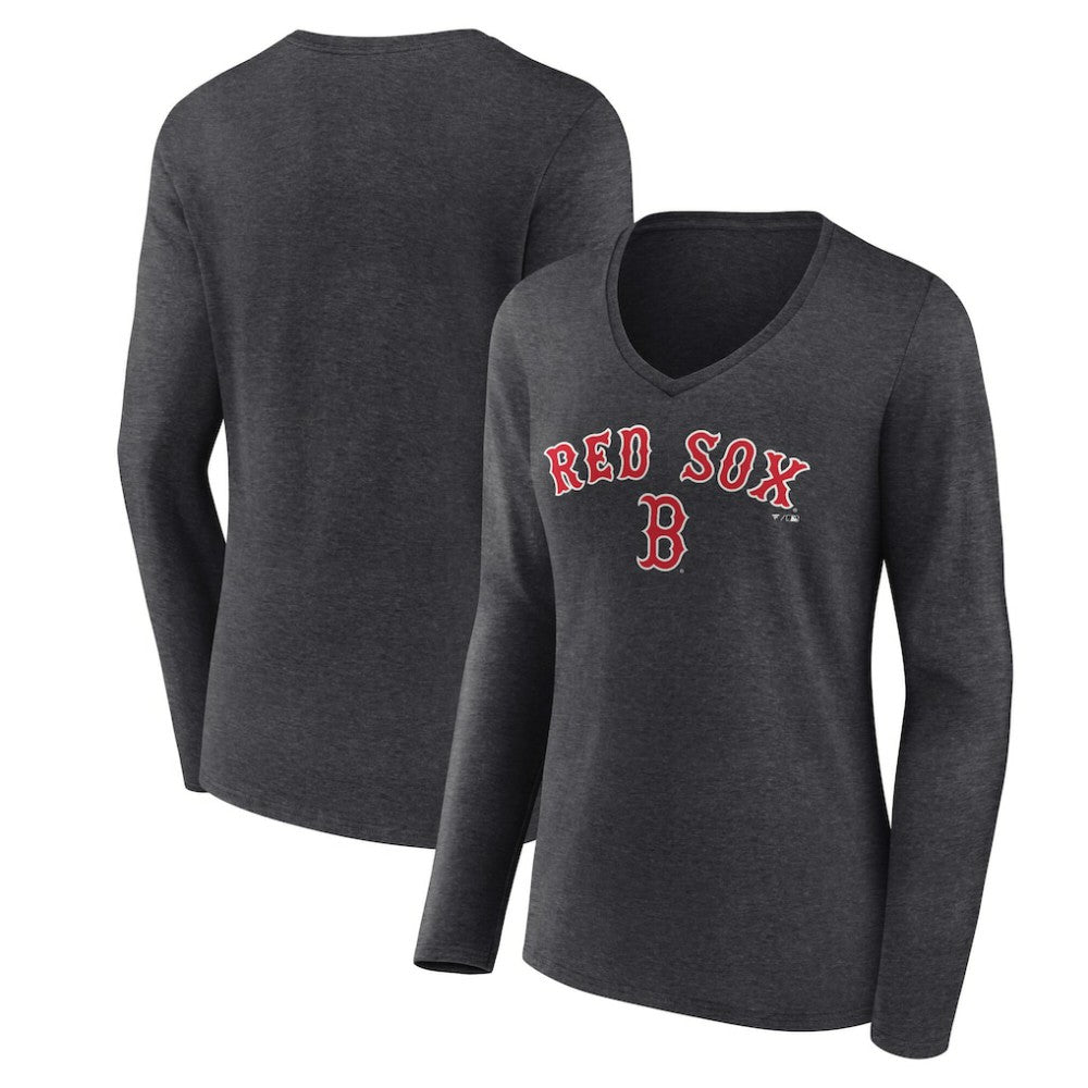 Boston Red Sox Women's Team Lockup Long Sleeve V-Neck T-Shirt | MLB US